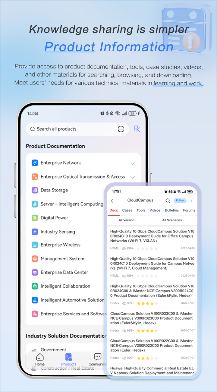 Huawei HiKnow app, one-stop project delivery, maintenance, product document, and community communication